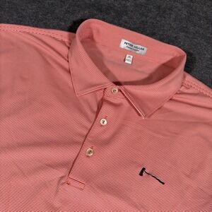 Peter Millar Polo Shirt Mens XL Orange Striped Summer Comfort Performance Golf